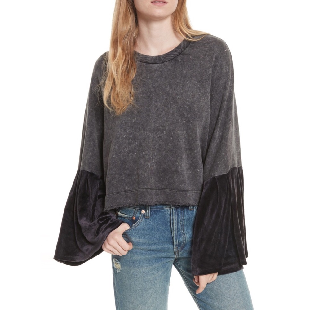 Free People Sleeve Glorious Sleeves Velvet Top - Picture 4 of 7